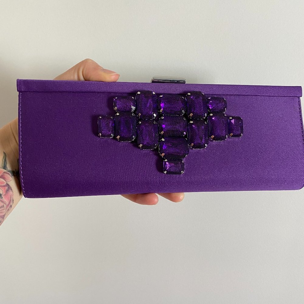 Banana Republic Purple Satin Clutch